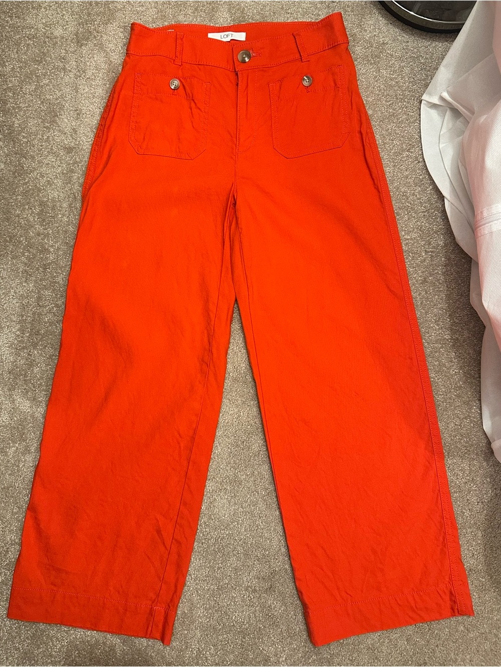 LOFT Palmer Wide Leg Crop Pants in Linen Blend in Red - Picture 6 of 8